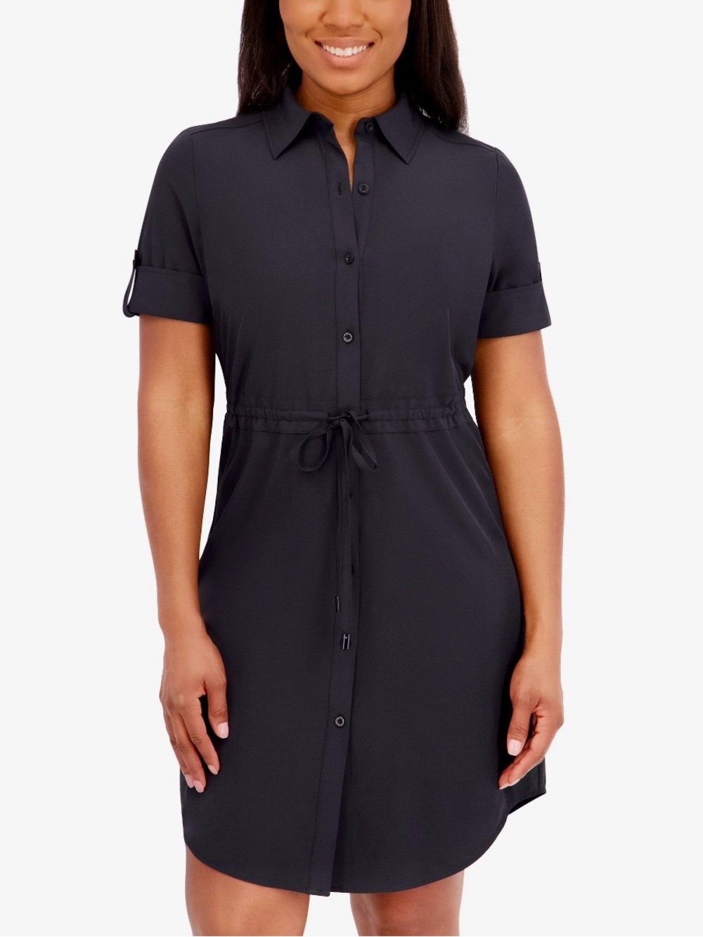 Halston Button Up Short Sleeve Dress